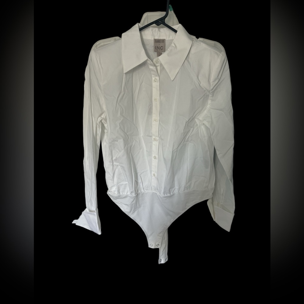 INC white button down, body suite, NWT
